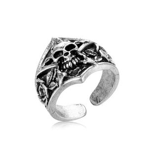 3/$35 Gothic Skull Adjustable Statement Ring Unisex Men Women Jewelry Silver
